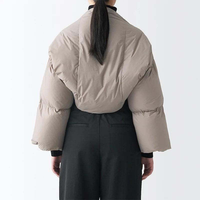 Winter Women Windproof Waterproof Loose White Duck Down Coat Jacket Luxury Ladies Autumn V-neck Cardigan Capes and Ponchos