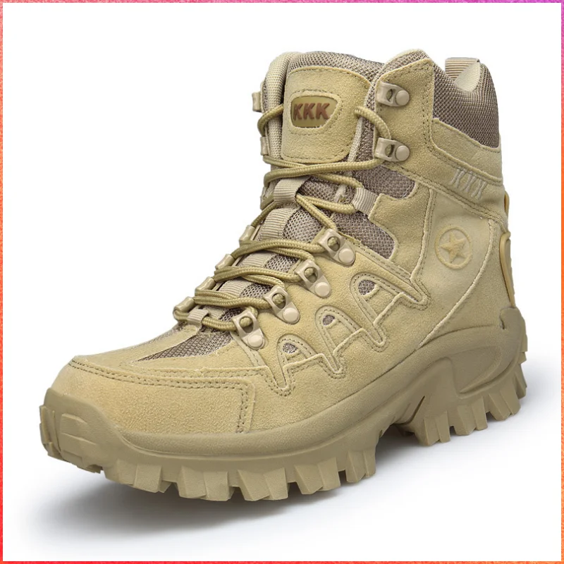 

2023 High Top Sandy Tactics Combat Training Boots Size 39-47 Warm Army Boot Male Shoes Work Safety Shoes Motocycle Boots