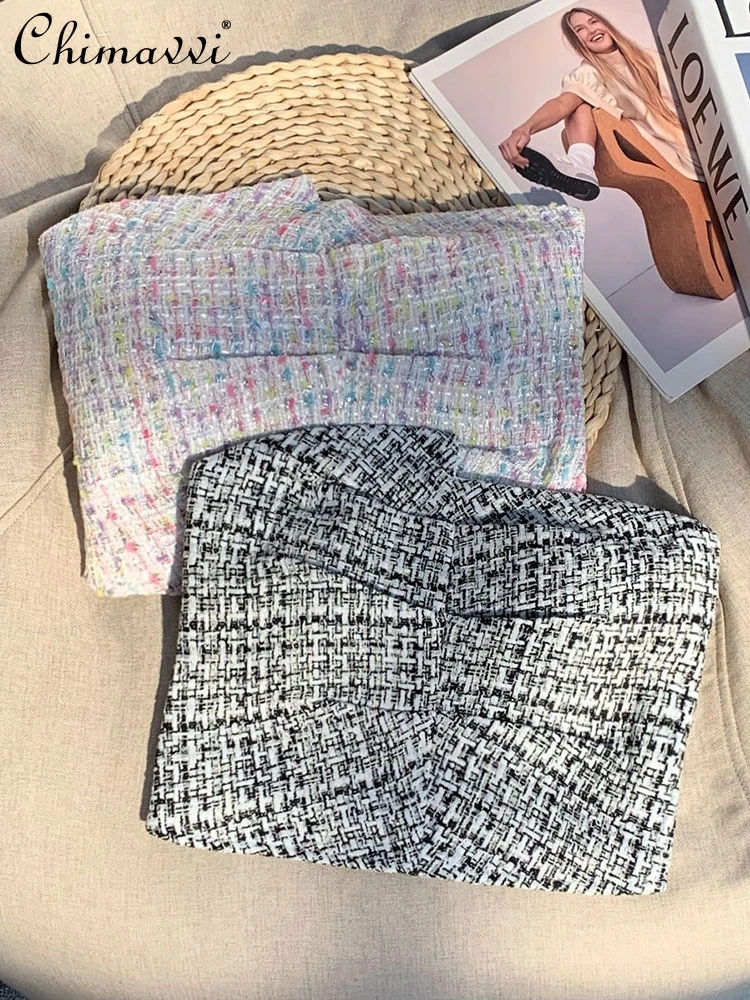 

Fashion Irregular Sexy Strapless Pleated Sling for Female 2022 Summer New Versatile Plaid Slim Fit Tube Top Ladies