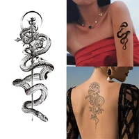 2022 new snake tattoo stickers dark tide cool flower snake skull tattoo stickers for body art arm sleeves snake flowers
