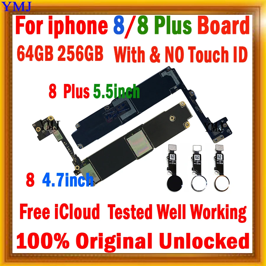 Tanie 100% Oryginalny Odblokowany Dla IPhone 8 Plus 5.5 Cala Płyta Główna, 64GB/256GB Dla Iphone 8 Plus Płyta Logiczna Z/bez Touch ID
