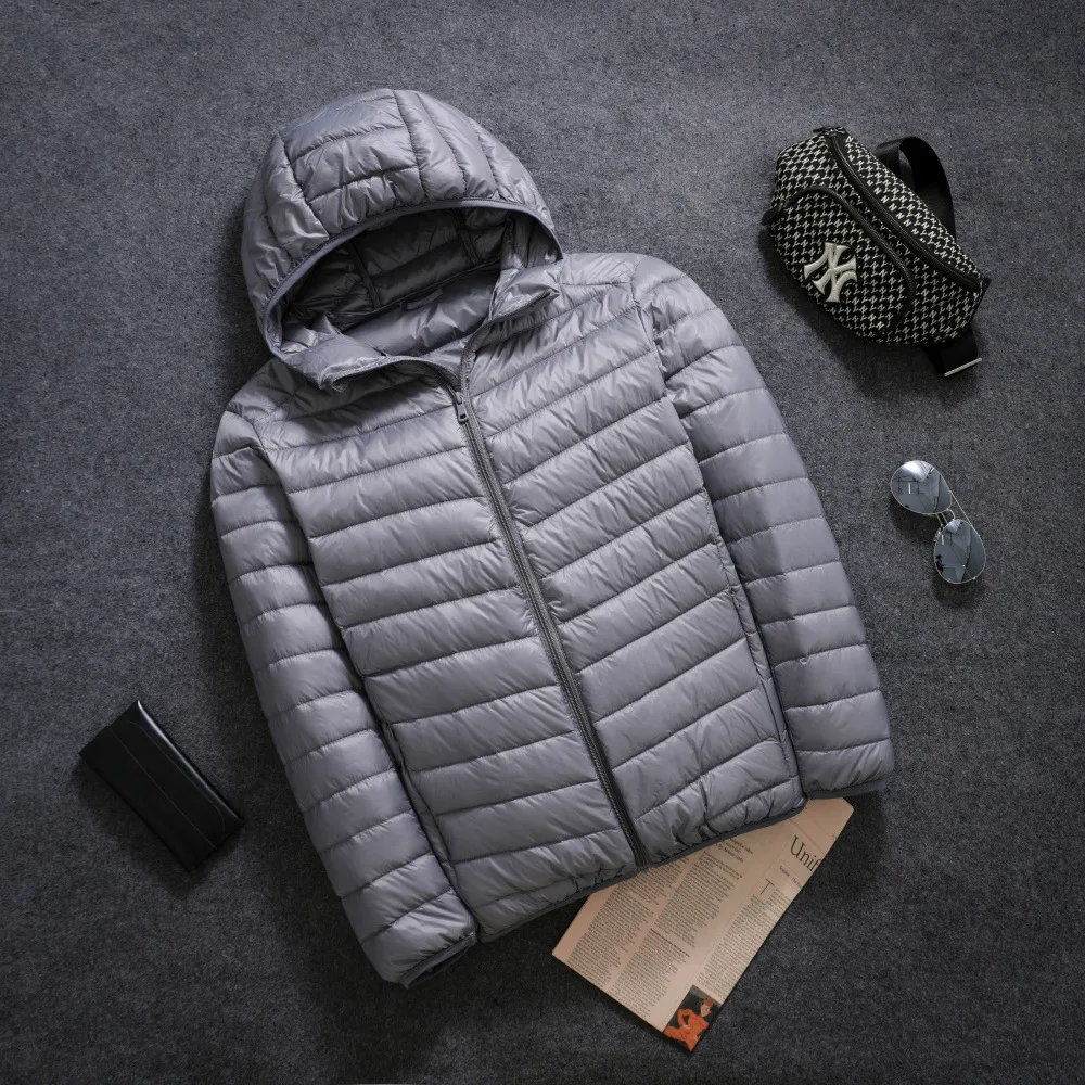 Men's All-Season Ultra Lightweight Packable Down Jacket Water and Wind-Resistant Breathable Coat Big Size Men Hoodies Jackets