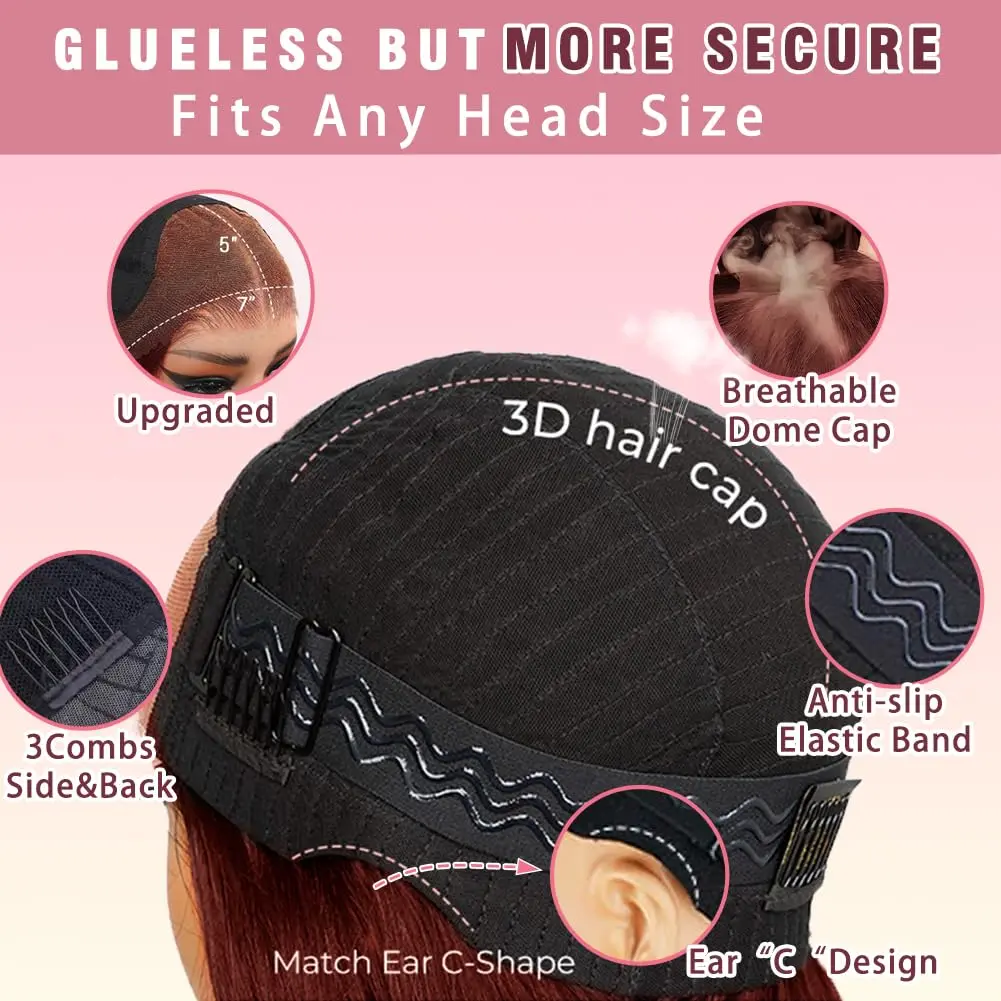 Бесклеевые парики из человеческих волос готовые к ношению 7x5 HD кружевные