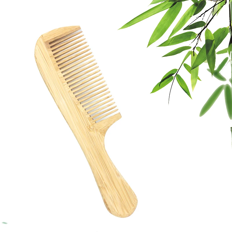 

Оптовая продажа, бамбуковые гребни Woode с широкими зубьями, Антистатическая расческа для волос для женщин, парикмахерский инструмент