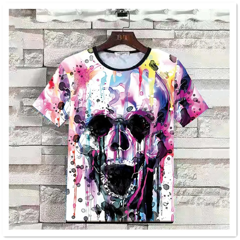 

T-shirts for Girls Digital 3D Skull Printed Boys Short Graphic Tops Summer Kids Clothing T-Shirt Children Clothing Tee Tops