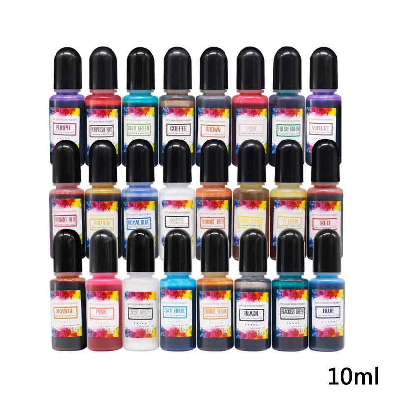 

24 Color Non-Toxic for Resin Jewelry Making UV Resin Dye Concentrated Resin Pigment Liquid for Art 0.35oz/10ml Each