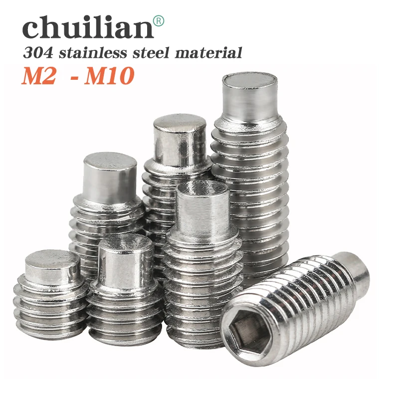 

GB79 304 Stainless Steel Din915 M3 M4 M5 M6 M8 Male Terminal Set Bolt Grub Convex End Screw Inner Hexagonal Hex Socket Headless