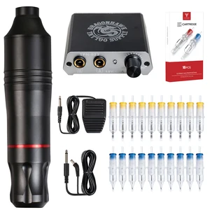 Полный набор для татуировок для начинающих, семейная машинка, источник питания, иглы для перманентного макияжа, принадлежности для татуировок, набор чернил