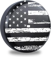 black white american flag spare tire cover with camera hole dust proof wheel cover for wrangler jl
