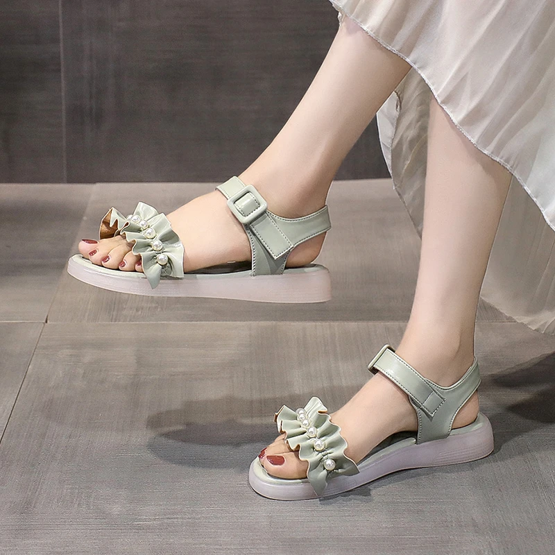 

Женские сандалии на плоской подошве, универсальные сандалии-желе с мягкой подошвой, римские сандалии, Размеры 35-40, для лета, 2022