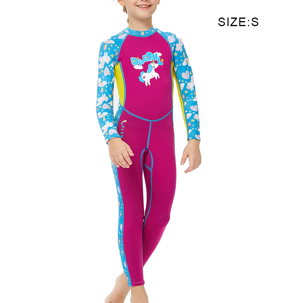 

2 5MM Long Sleeve Kids Wetsuit Diving Suit with Back Zipper Jumpsuit Surf Suit for Girls Youth Teen Toddler Child S