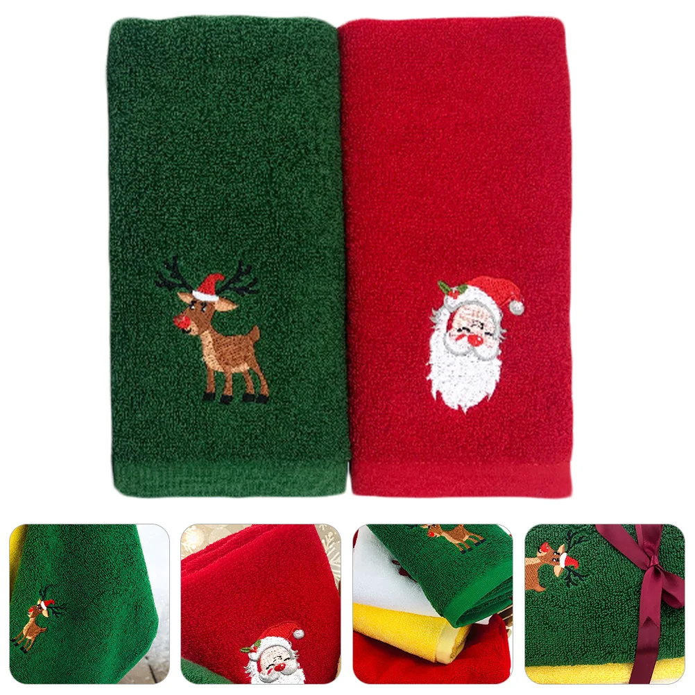

Christmas Towel Towels Cottonbathroom Face Cleaning Kitchen Decorations Hand Dishwashcloths Gifts Cloth Wash Holidaybasin Bath