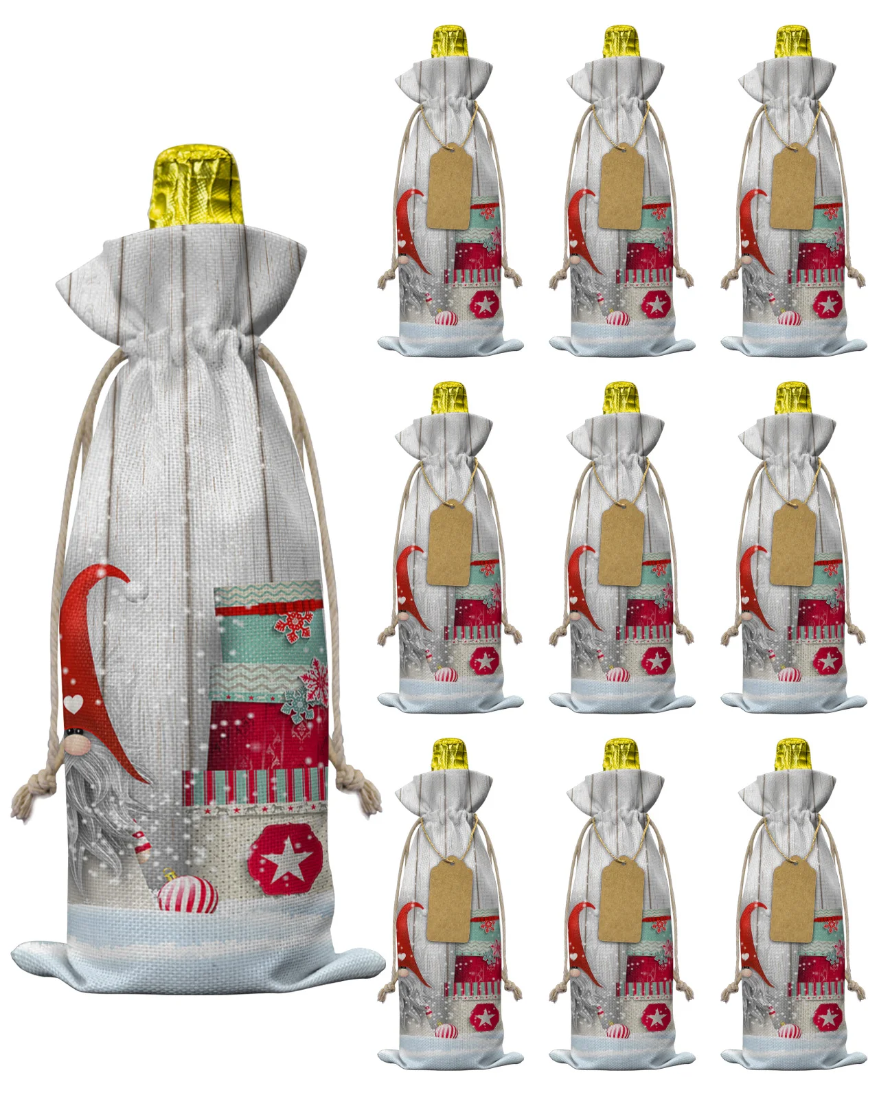 

10 шт. Рождественский подарок гном Снежинка сумка для винной бутылки Рождественский Декор для дома Чехол для винной бутылки Свадебный декор ...