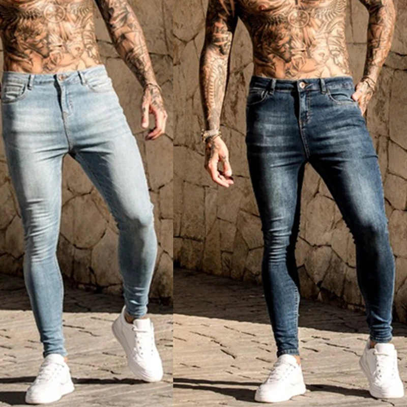 New Streetwear Men's Stretch Jeans Casual Men's High-end Solid Color Slim Fit Skinny Pants Fashion Sports Jogging Harajuku Pants