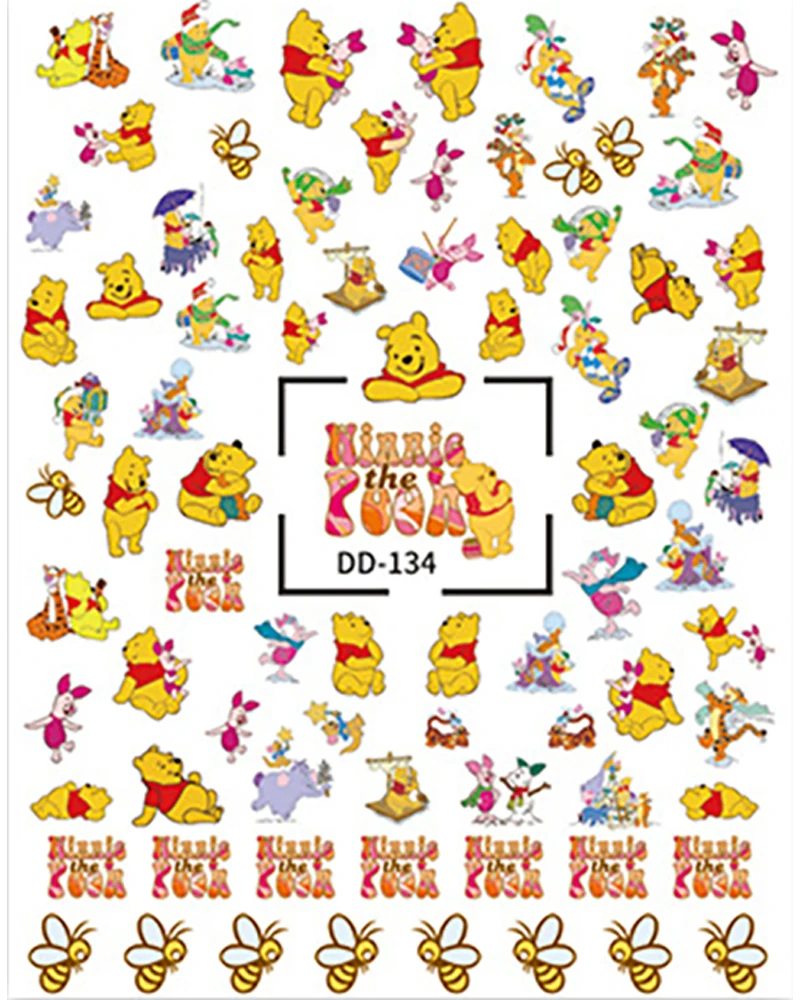 

Disney Anime Winnie the Pooh Princess Alice Nail Art Decoration Nail Sticker Mermaid 3D Cartoon Sticker Nail Art Supplies