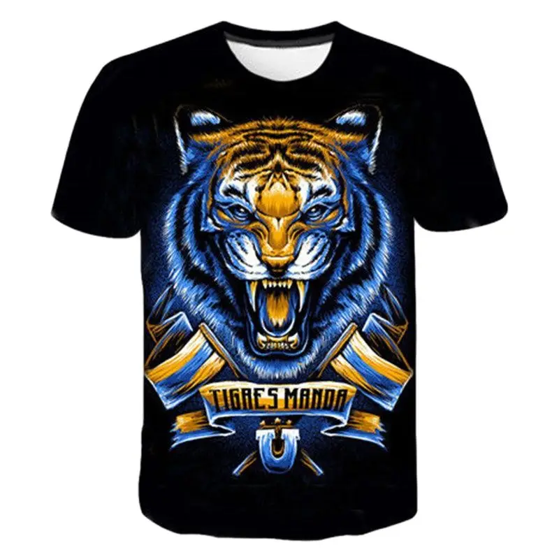 

Summer Fashion Trend Picture Tiger Graphic Funny Man T-shirts Casual 3D Print Harajuku Personality Round Neck Short Sleeve Tops
