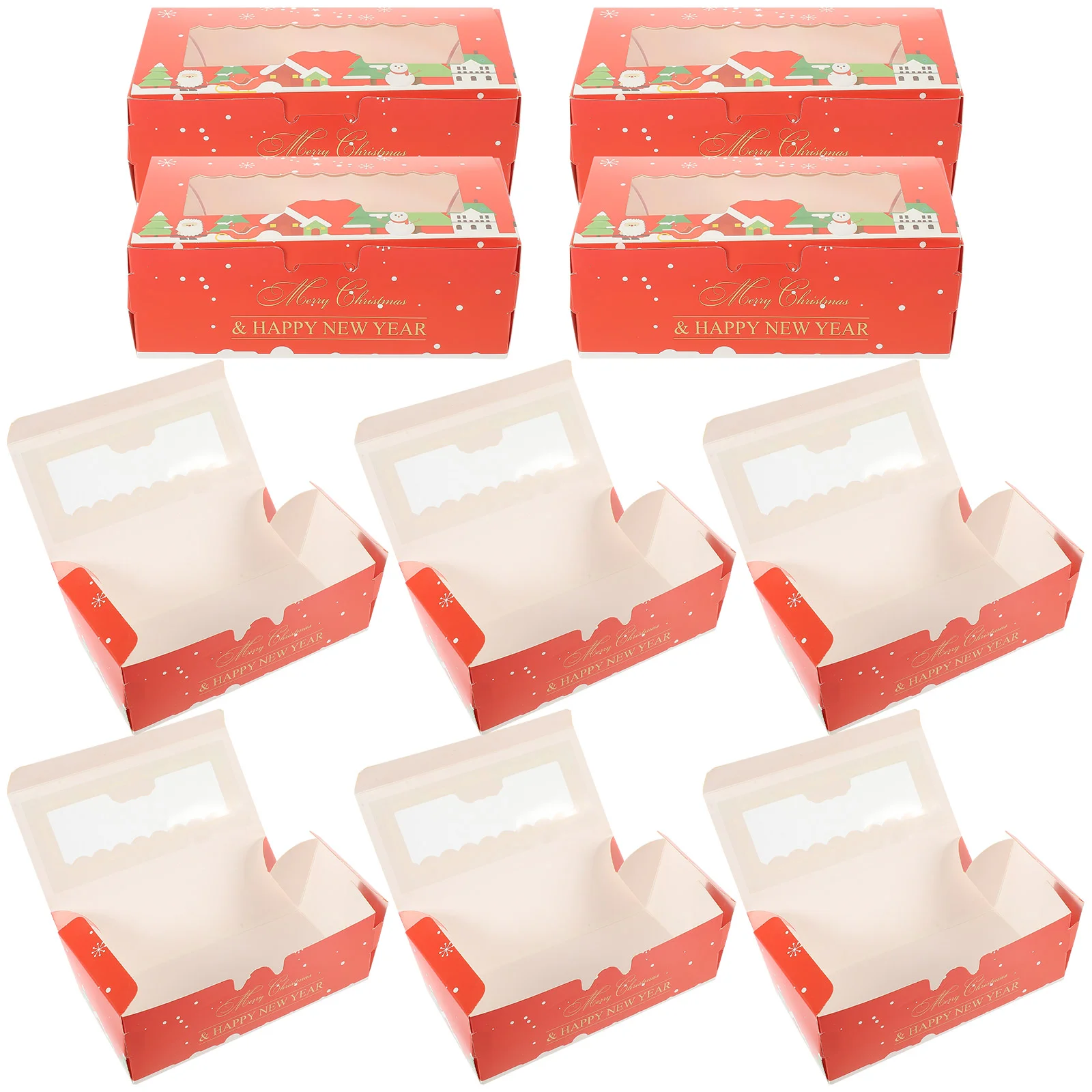 

10pcs Christmas Macaron Boxes Xmas Cookies Packaging Boxes Bakery Container Xmas Party Favor Boxes