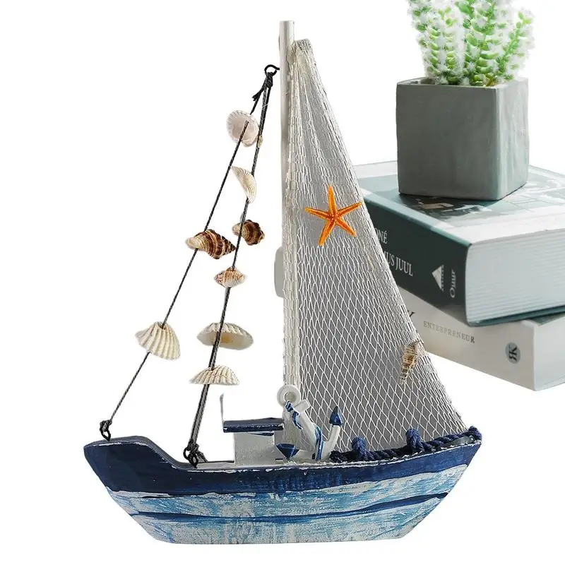 

Mini Sail Boat Model Wood Decor Miniature Sailing Boat Model Reusable Wooden Decorative Sailing Boats For Kids Adults Bathroom