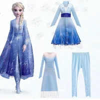 2022 new frozen 2 costume for girls white sequined mesh ball gown carnival clothing kids cosplay snow queen elsa princess dress