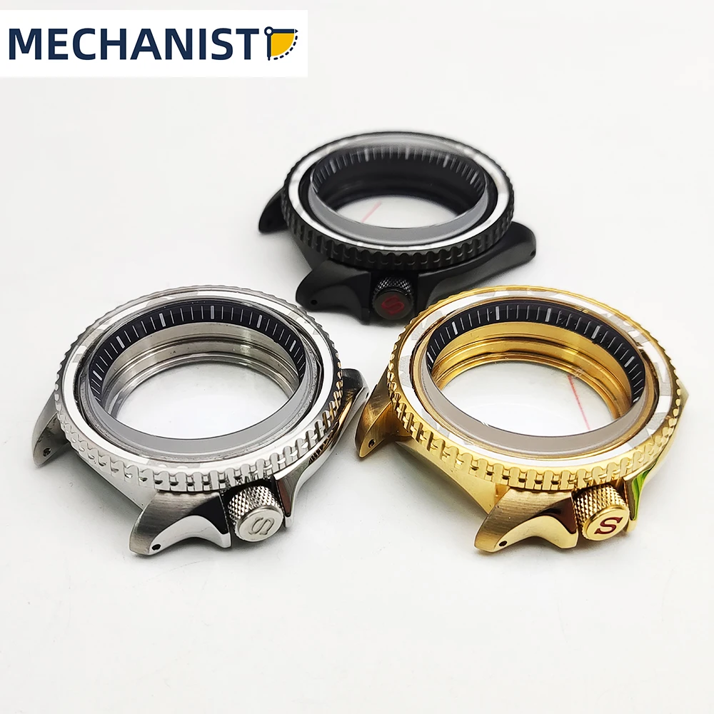 

High quality case 42MM modified watch accessories NH35/NH36/4R case AR blue film trapezoidal sapphire SK007 steel case