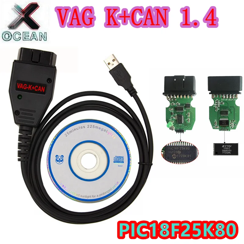 Фото Для VAG K CAN Commander 1.4 FTDI и PIC18F25K80 OBD2 диагностический инструмент сканера для VW/Golf/Bor/Jetta для VAG K-line №2
