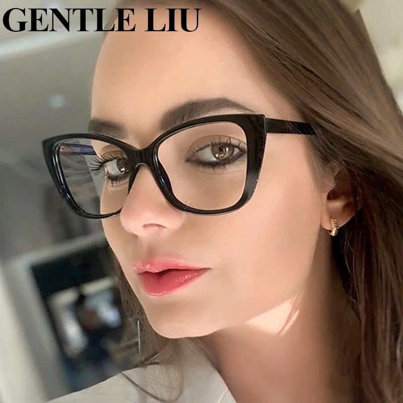 

Oversized Anti Blue Light Glasses Women 2022 New Fashion Cat Eye Eyeglasses Prescription Frames Blocking Glare Computer Eyewear