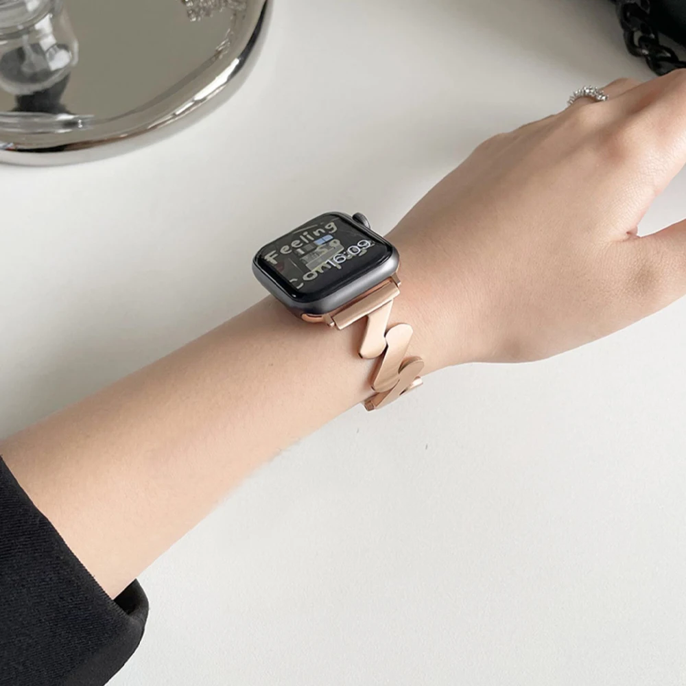 Luxury Stainless Steel Band For Apple Watch Ultra 49mm Women Slim Strap For iWatch Series 8 7 6 5 4 3 SE 44mm 38 42 40 45mm 41mm