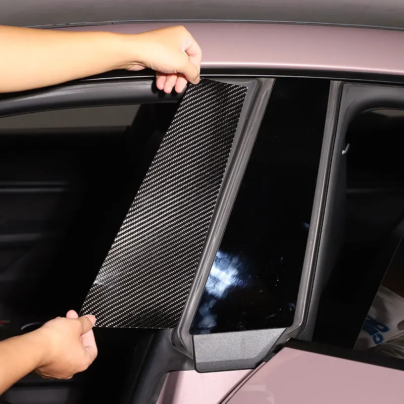 

For Porsche Taycan 2019 2020 2021 2022 Carbon Fibre Car Windows B-pillar cover Trim Strip Sticker Car Accessories