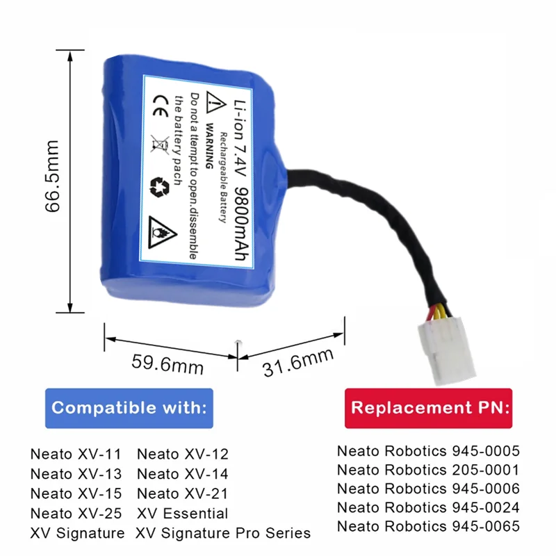 

1PCS-2PCS 7.4V9.8Ah Li-Ion Battery for Neato XV battery XV-21 XV-11 XV-14 XV-15 XV-12 XV-25 Signature XV pro with Imported Cells