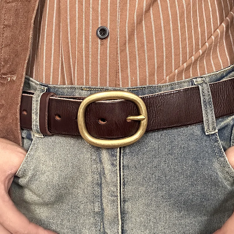 Men's Belt The First Layer Of Real Cowhide Vintage Men's Belt With Pin Buckle Handmade Casual Trend Men's Waistband