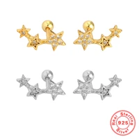 2022 new fashion 925 sterling silver geometric five pointed star screw stud earrings for women jewelry gift for girlfriendwife
