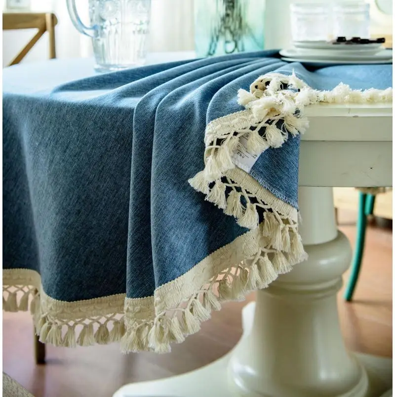 

Однотонная красная настенная скатерть в скандинавском стиле с кисточкой, однотонная Пыленепроницаемая, водостойкая, из хлопка и льна, чехо...