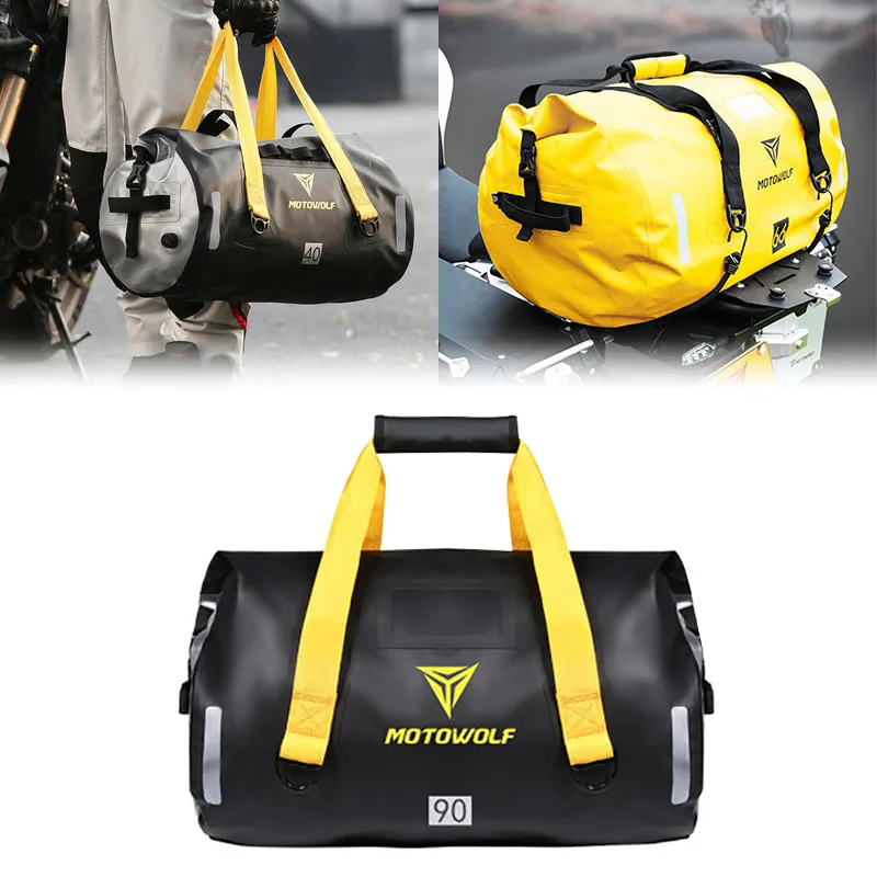 

Motorcycle Waterproof Tail Bag Travel Outdoor Dry Luggage Roll Pack 40L 66L 90L Motorbike Luggage Backpack Motorcycle Seat Bags