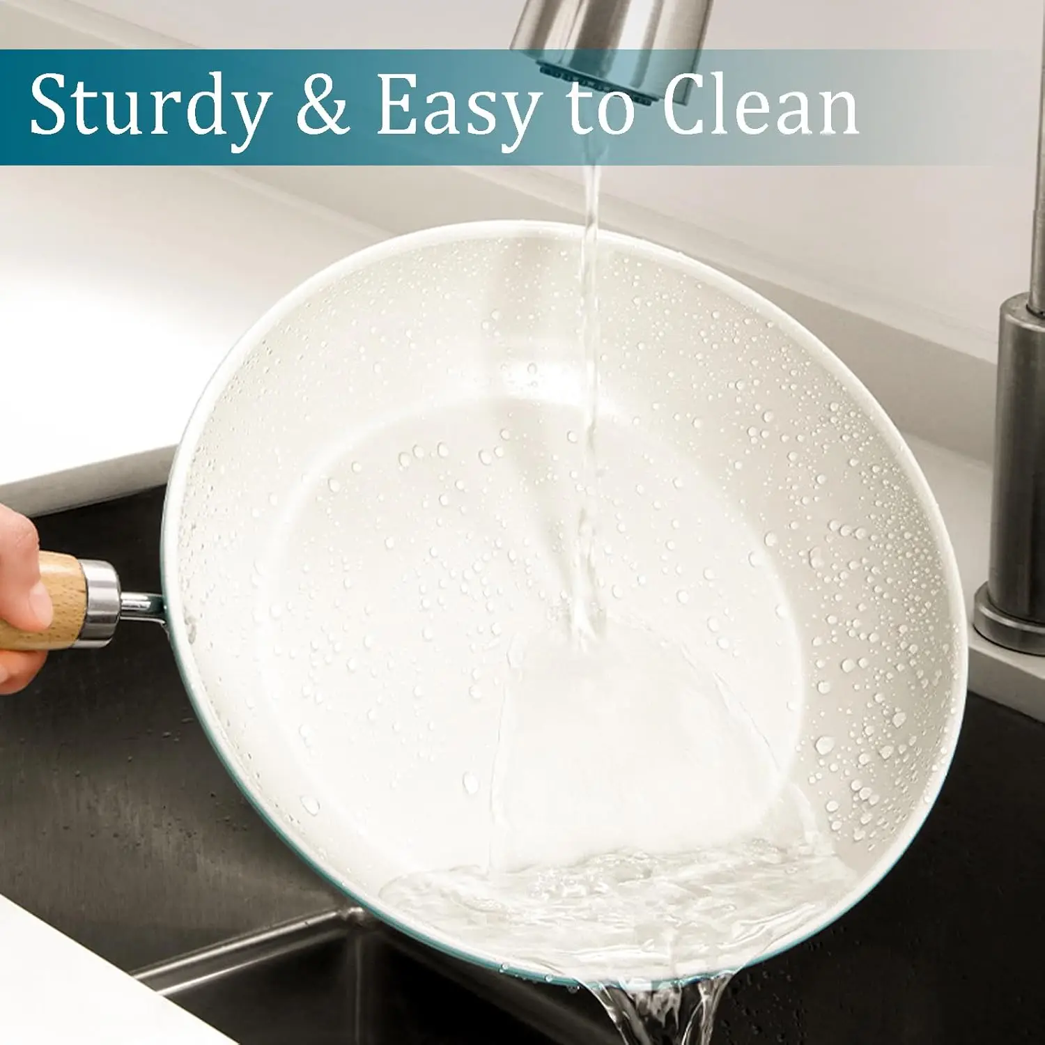 Антипригарная сковорода Qiubo с крышкой синяя керамическая индукционная плита