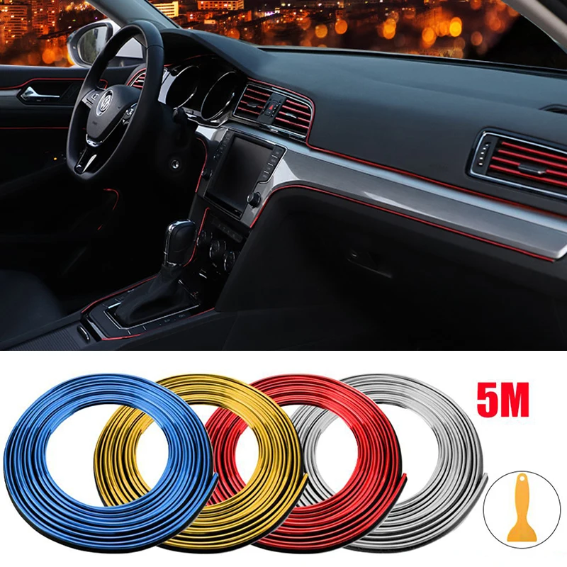 

Универсальные Декоративные гибкие ленты для автомобильного литья, 5 м/1 м, молдинги для салона автомобиля, крышка автомобиля, отделка, прибор...