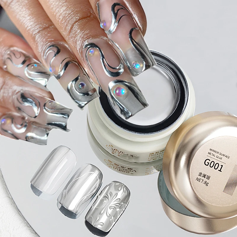 

8ml Super Mirror Nail Gel Polish Silver Painting Nail Gel Polish Drawing Painting Nail Liner Gel UV Soak Off Liquid HD46*