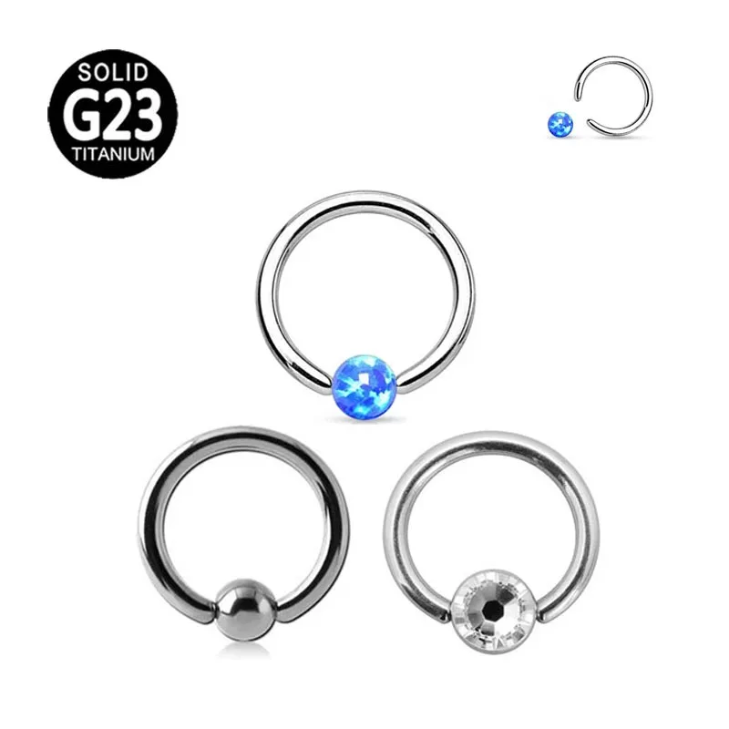 

200pcs/Lot G23 Titanium CBR/BCR Septum Nose Ring with Crystal Body Piercing Jewelry Earrings Lip Stud 16G