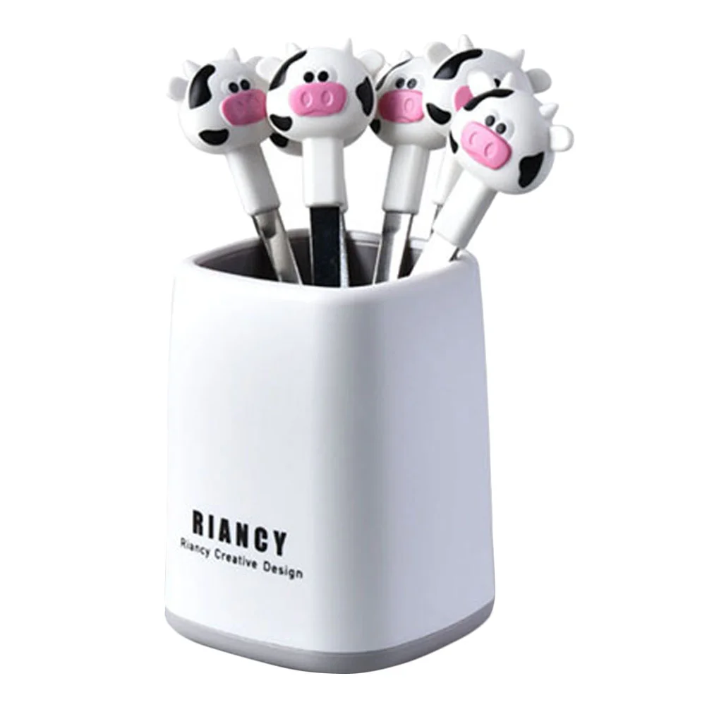 

1 Set Home Creative Stainless Steel Fruit Forks Dessert Forks with a Holder