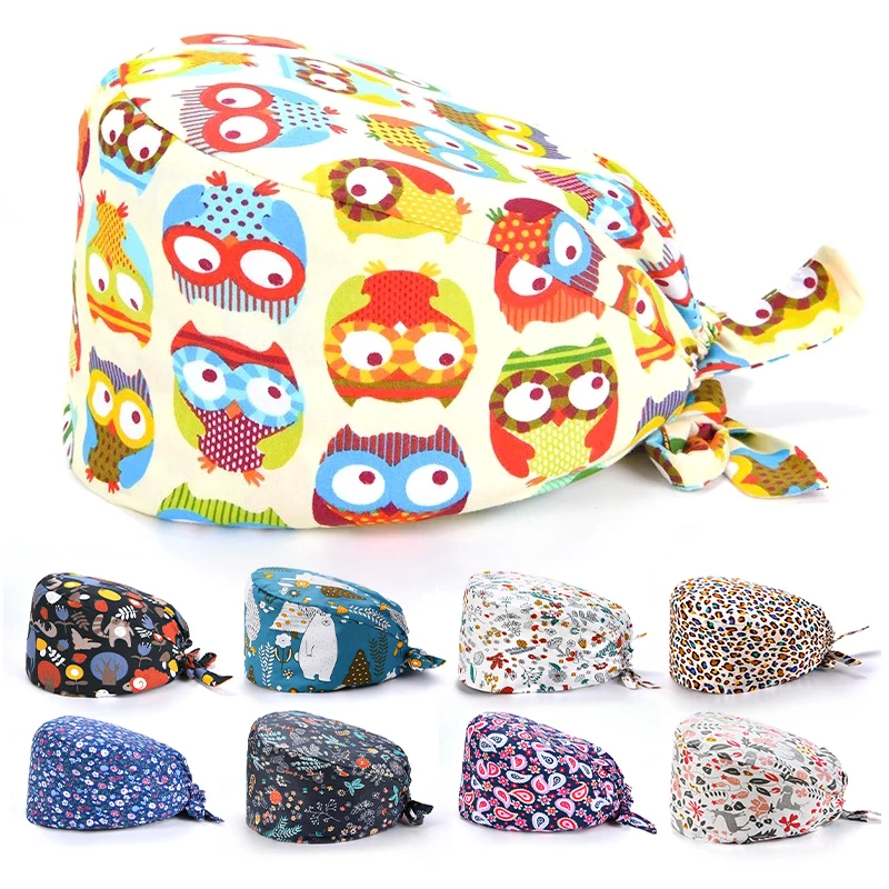 

Шапка хирургическая унисекс, хлопковая шапка с рисунком Пейсли для аптеки, стоматолога, кормления животных, врачей, медсестер