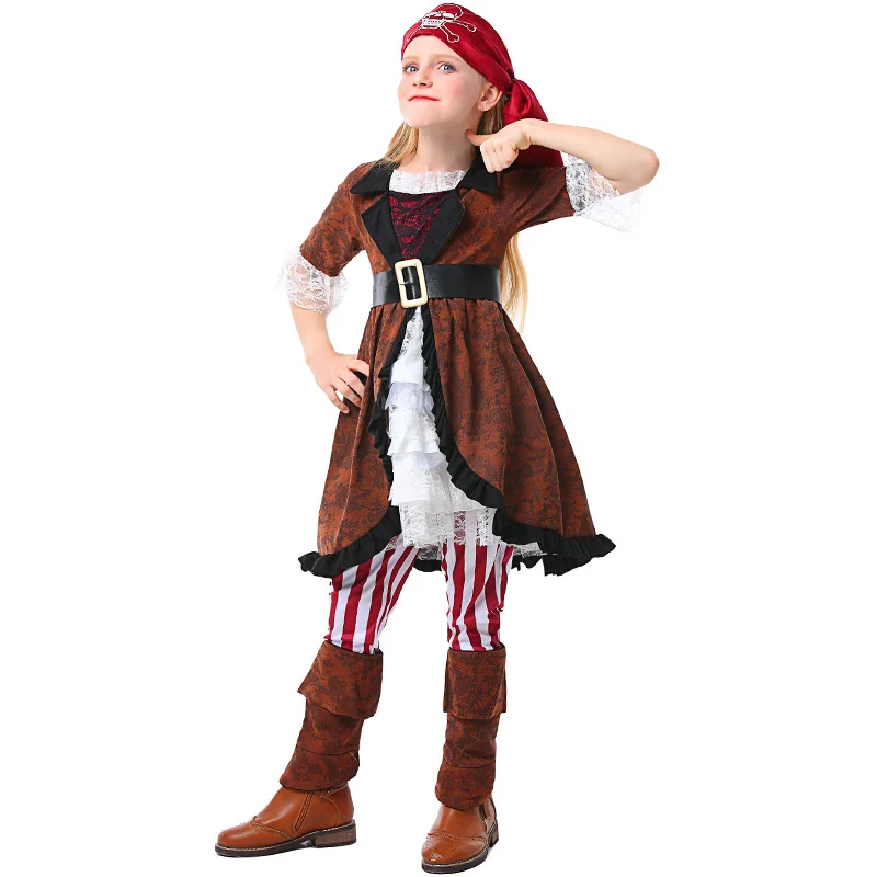 

5Pcs/Set Kids Girls Pirate Costume Carnival Party Cosplay Halloween Dress Up
