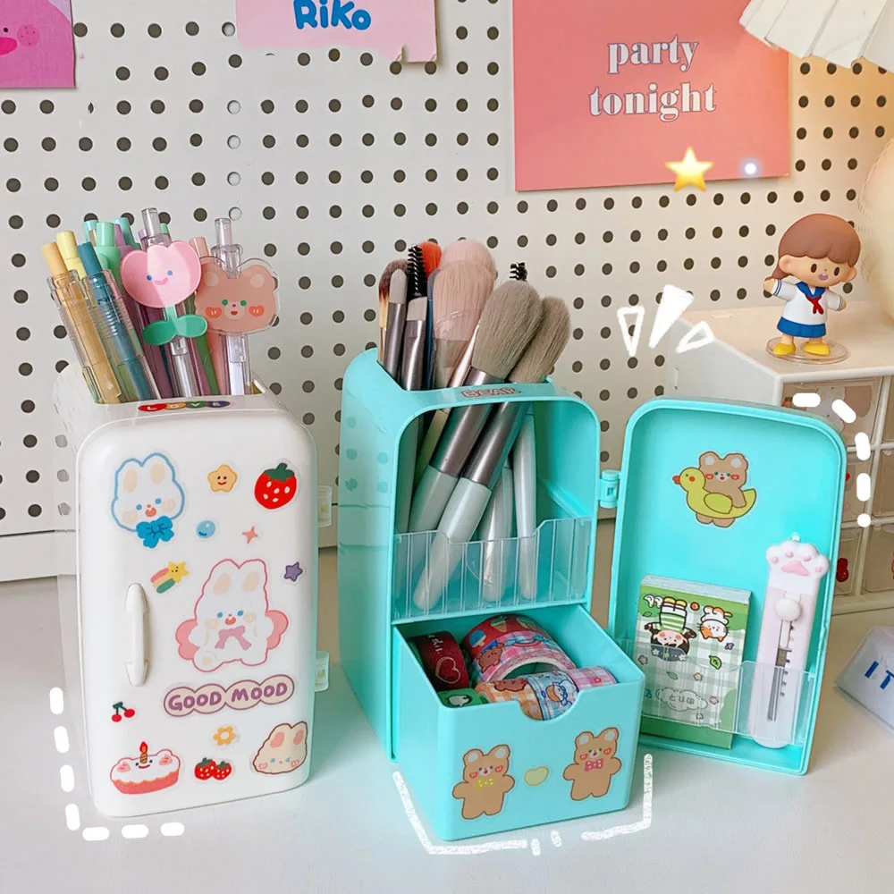

Japanese Creative Refrige Pen Holder Case Girls Cute Multifun Stationery Drawer Storage Box Kawaii Large-capacity Desk Organizer