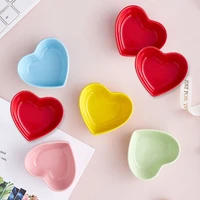 1pc hamster feeding bowl colorful heart shape ceramic plate food water bowl for rabbit guinea pig small pet feeder pet supplies