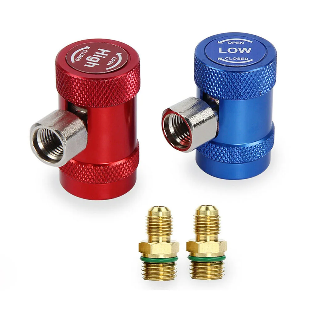 

2Pcs R1234yf Quick Connector Adapter Auto AC High/Low Side R1234yf Quick Couplers Refrigerant Adapters Conversion Kit