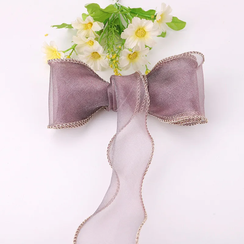 6/10/15 ярдов золотой край рыбий хвост лента бант аксессуары День Святого Валентина