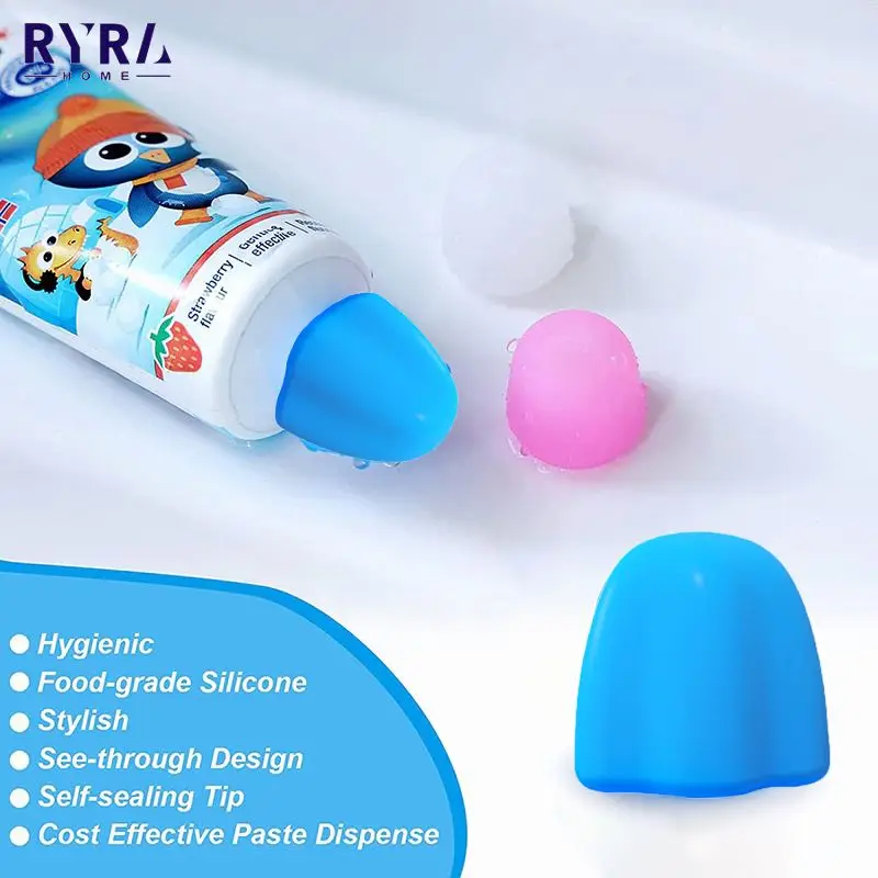 

Portable Save Toothpaste Cap Self Closing Toothpaste Squeezer Bathroom Food Grade Silicone Hygiene Dispenser For Kids Adults