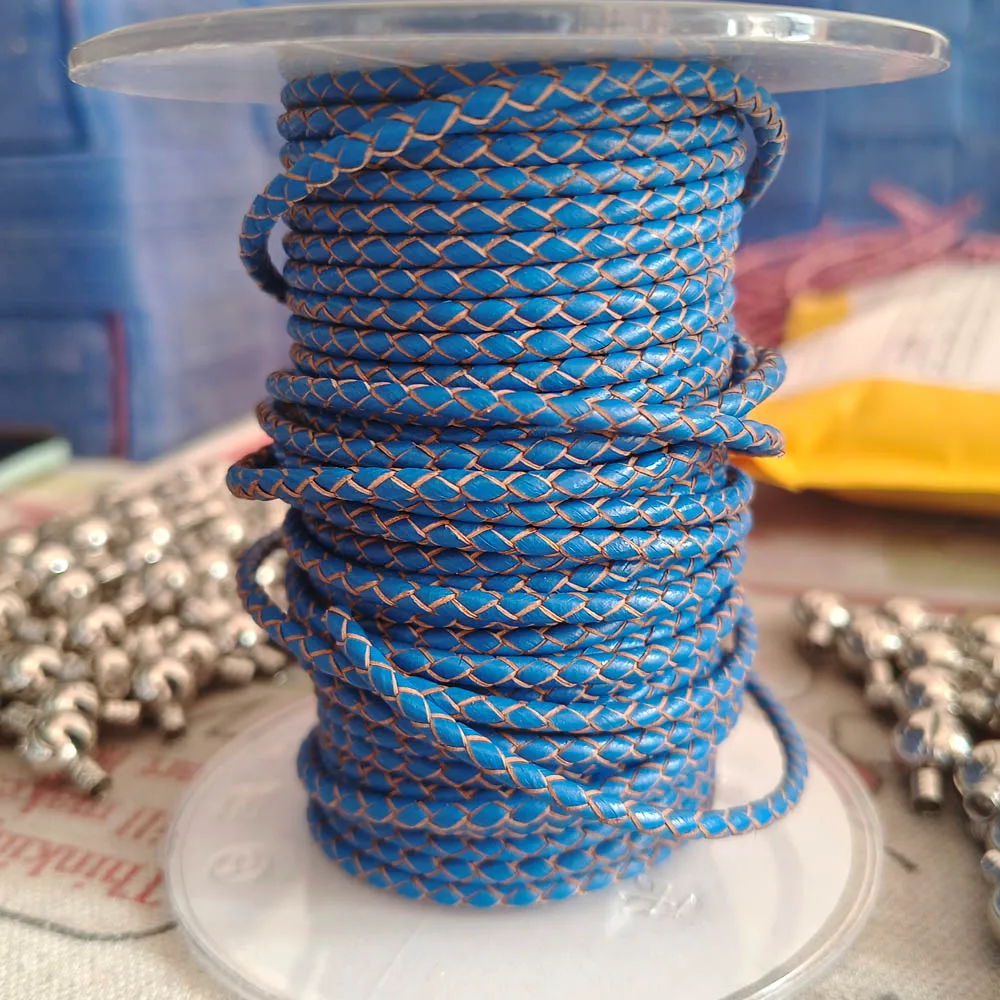 1meter/Lot Black Braided Genuine Leather Rope Cord Jewelry Accessories 3mm Round Leather Cord For Diy Bracelet Jewelry Making