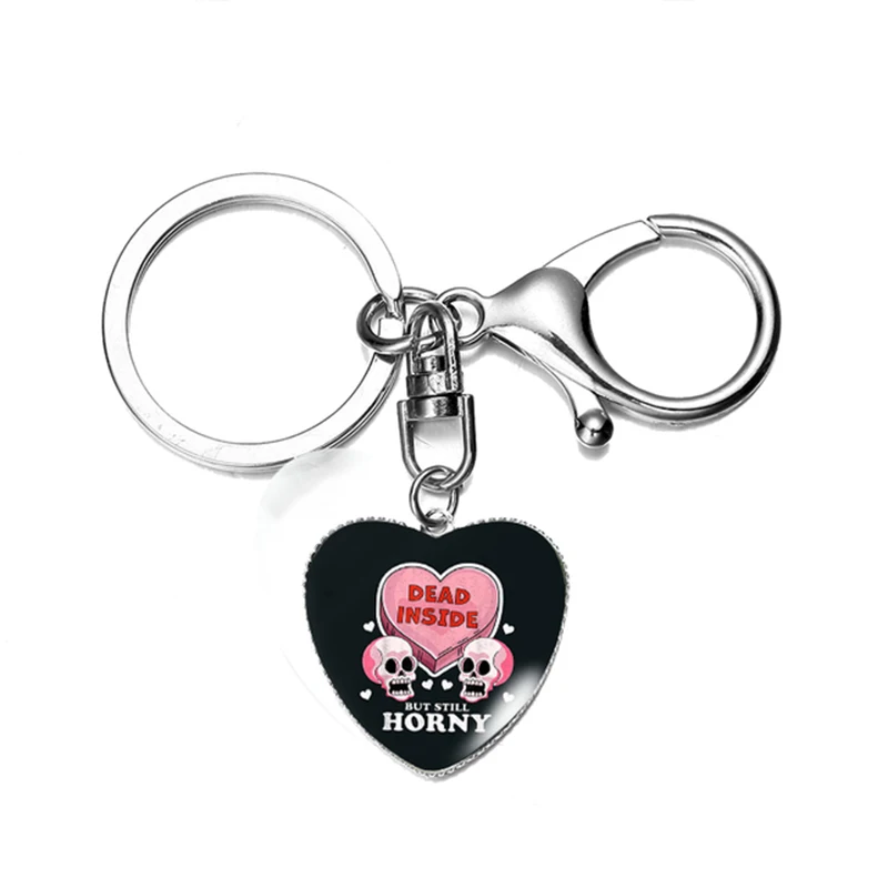 Брелок для ключей мужской трендовый с надписью Dead Inside подвеской-кольцом