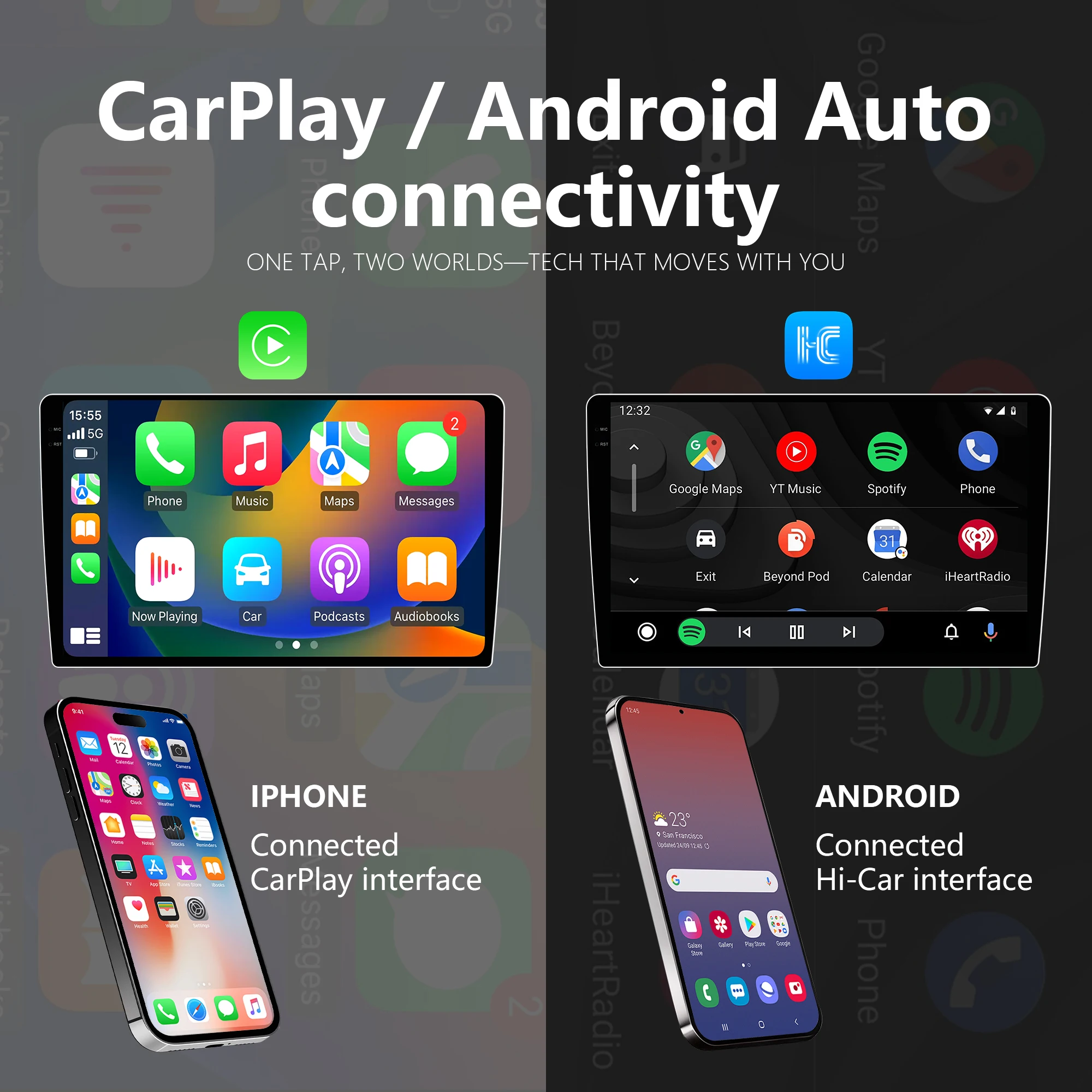 Фото Автомагнитола Penhui Android 2 Din для Hyundai Santa Fe 4 2020-2023 с мультимедийным экраном, DSP, Bluetooth, аудио и CarPlay №4