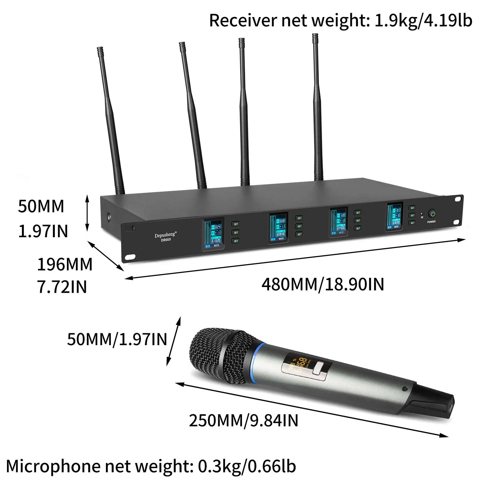 Biner DR669 4 портативный легкий и перезаряжаемый аккумулятор беспроводной микрофон