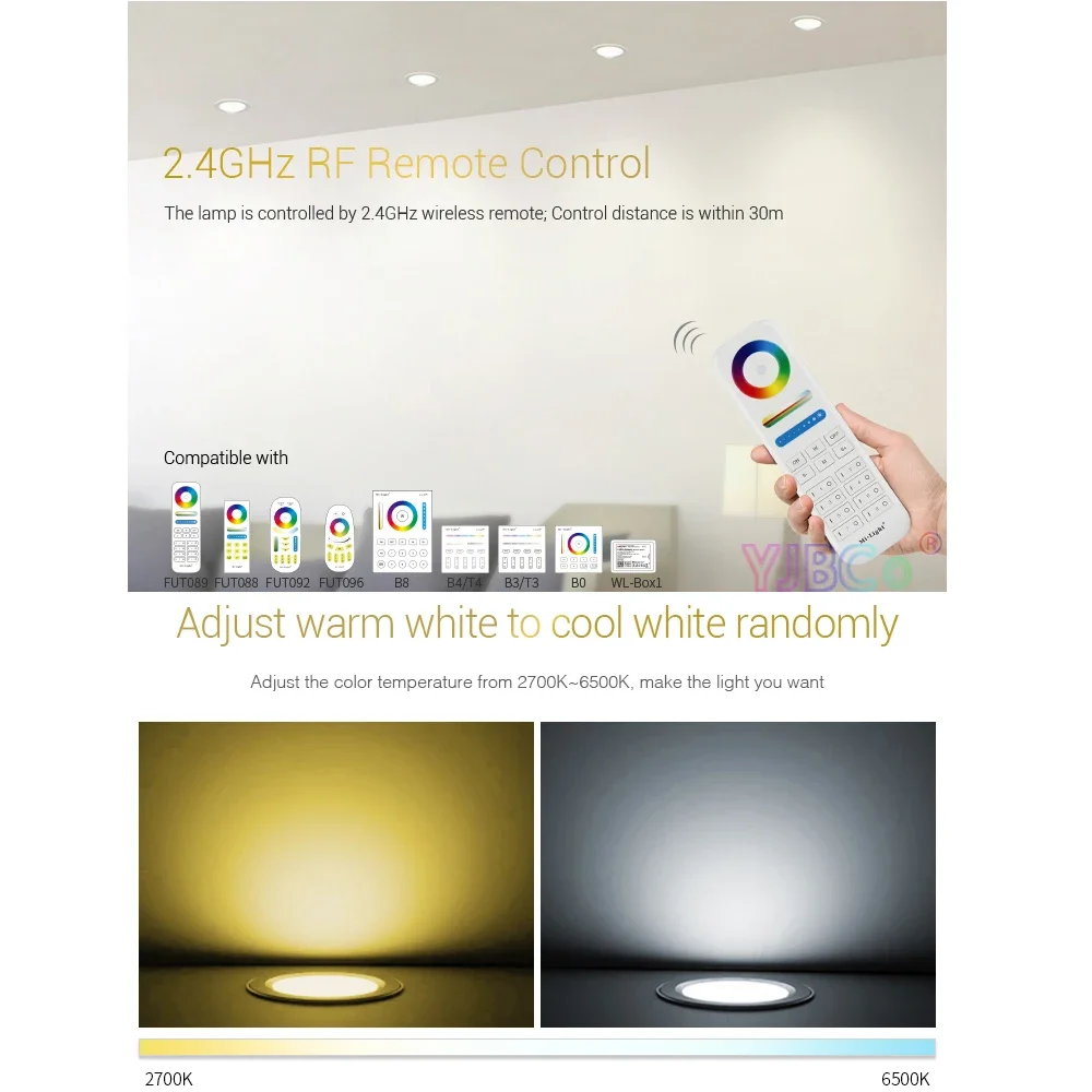 FUT061 Miboxer 9 Вт RGB + CCT светодиодный потолочный светильник с регулируемой яркостью 110